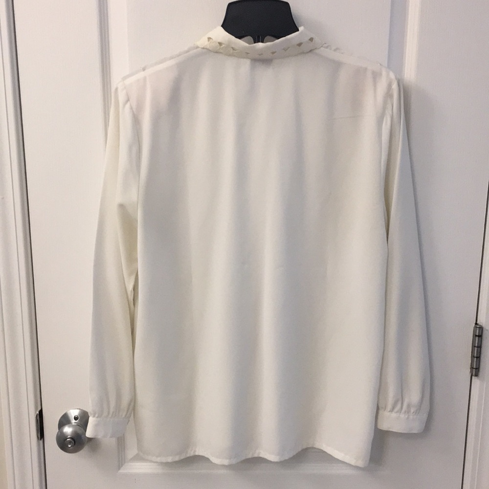 White Lace Button Down Top - Picture 8 of 11